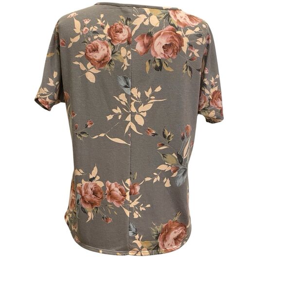 Down East Soft Jersey Floral Dolman Sleeves Stretchy Tee T-Shirt Size S USA - Picture 2 of 5